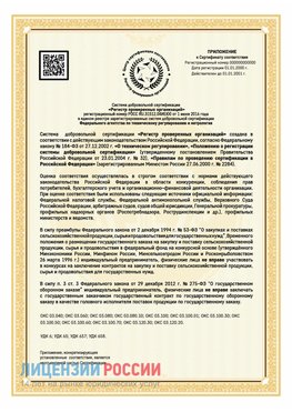 Приложение к сертификату для ИП Кизел Сертификат СТО 03.080.02033720.1-2020